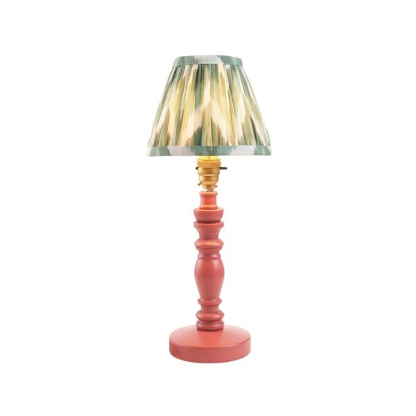 Endon Lighting - Bibury & Zigzag 16cm - 115910 - Pink Aged Brass Green Table Lamp With Shade