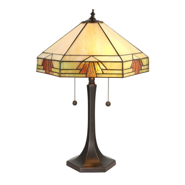 Interiors 1900 - Nevada - 64286 - Dark Bronze Tiffany Glass 2 Light Table Lamp