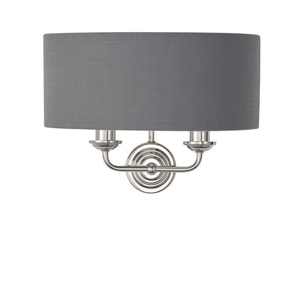 Endon Lighting - Highclere - 94406 - Nickel Charcoal 2 Light Wall Light