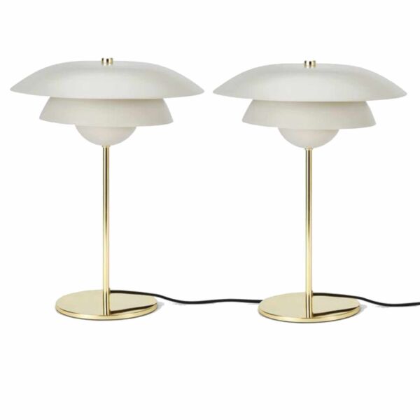 Set of 2 Bruntsfield - Polished Brass with Warm Grey Table Lamps