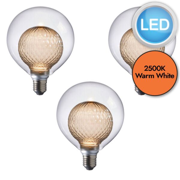 Endon Lighting - Set of 3 Aylo Grey - 98081 - LED E27 ES Light Bulbs - 125mm dia