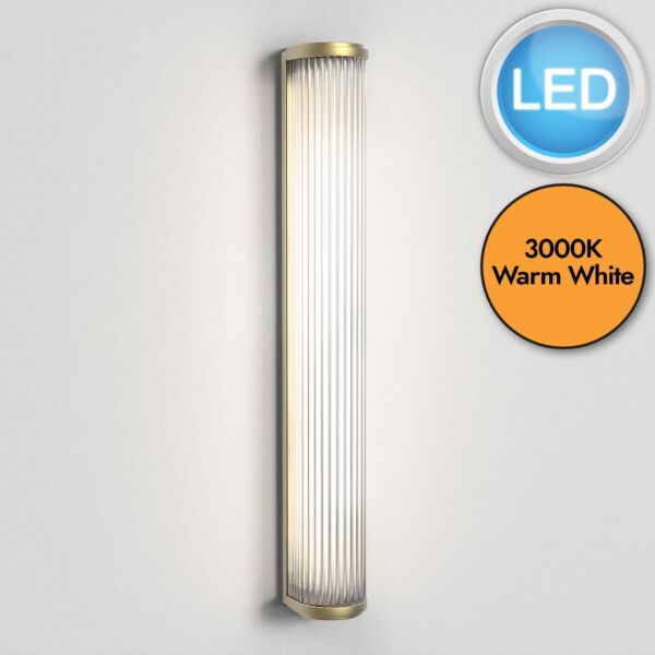 Astro Lighting - Versailles - 1380083 - LED Gold Clear Ribbed Glass IP44 Bathroom Strip Wall Light