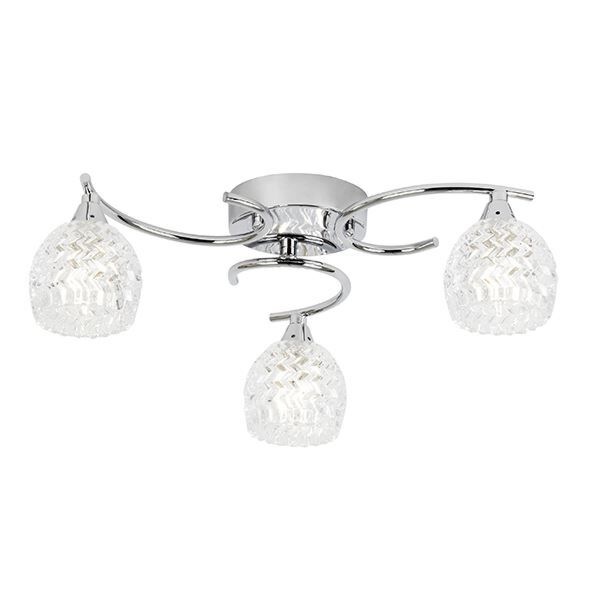 Endon Lighting - Boyer - BOYER-3CH - Chrome Clear Glass 3 Light Flush Ceiling Light