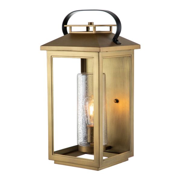 Quintiesse - Atwater - QN-ATWATER-L-PDB - Distressed Brass Clear Seeded Glass IP44 Outdoor Half Lantern Wall Light