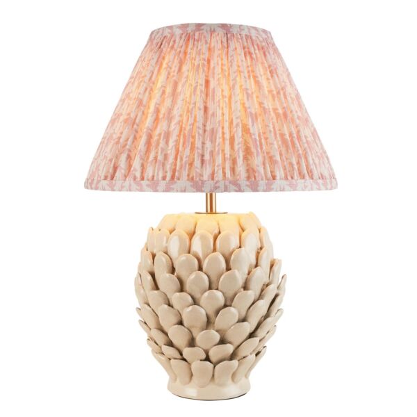 Endon Lighting - Layered Leaf & Leaf 30cm - 116413 - Cream Crackle Aged Brass Peach Ceramic Table Lamp With Shade