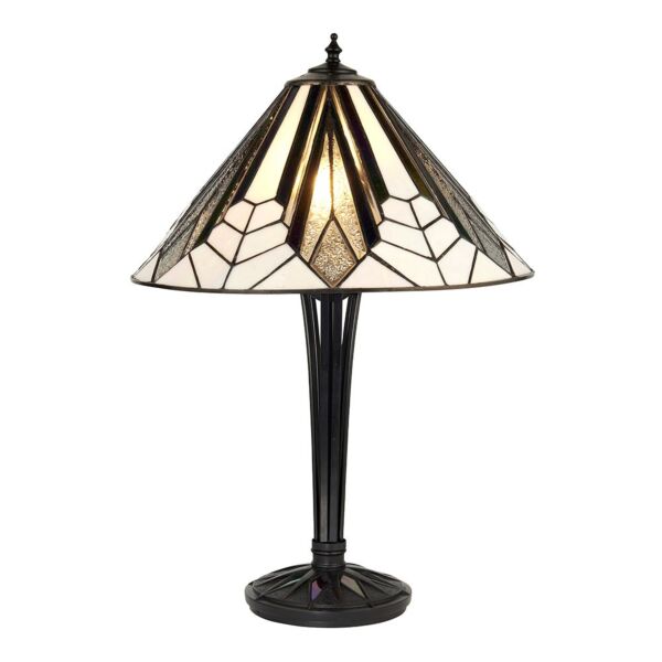 Interiors 1900 - Astoria - 63939 - Black With Glass Inserts Tiffany 2 Light Table Lamp