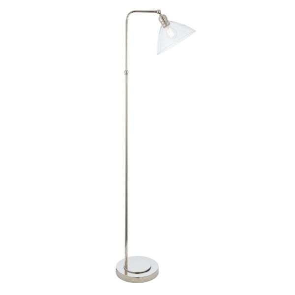 Homer - Nickel Clear Glass Floor Reading Lamp