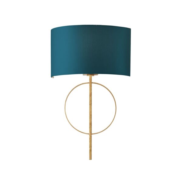 Browne - Antique Gold Leaf Wall Light - Teal Cotton Shade