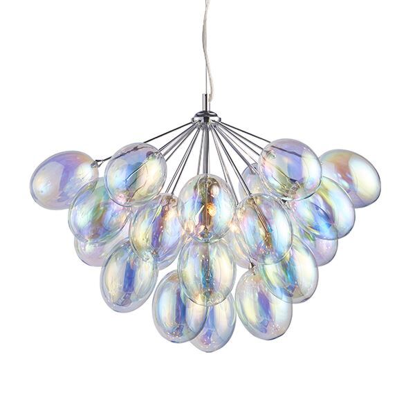 Endon Lighting - Infinity - 76450 - Chrome Iridescent Glass 6 Light Ceiling Pendant Light