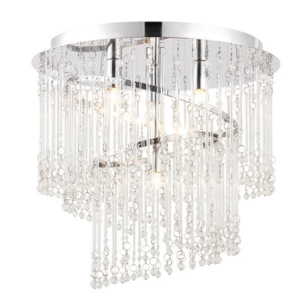 Endon Lighting - Camille - 68698 - Chrome Clear Glass 4 Light Flush Ceiling Light