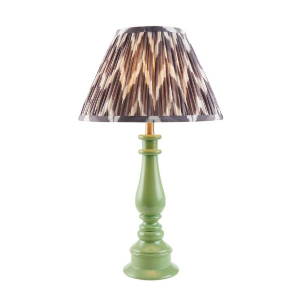 Endon Lighting - Myrtle & Zigzag 30cm - 114912 - Green Warm Brass Grey Table Lamp With Shade