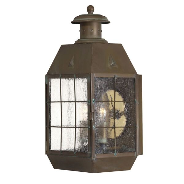 Quintiesse - Nantucket - QN-NANTUCKET-L-AS - Aged Brass Clear Seeded Glass 2 Light IP44 Outdoor Half Lantern Wall Light