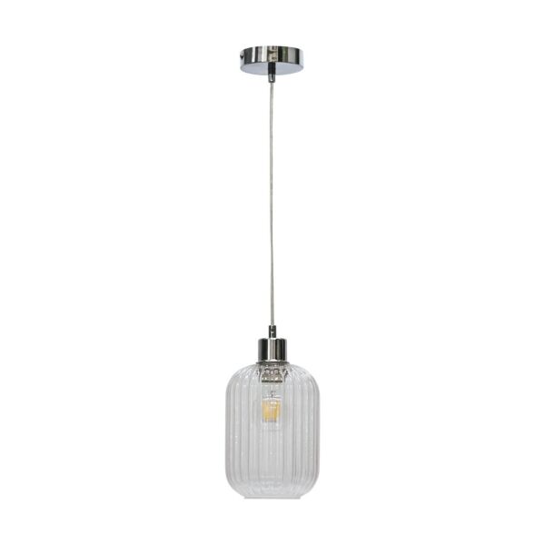 Batley - Clear Ribbed Glass with Chrome Pendant Fitting