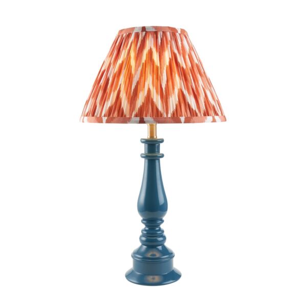 Endon Lighting - Myrtle & Zigzag 30cm - 114940 - Blue Warm Brass Orange Table Lamp With Shade