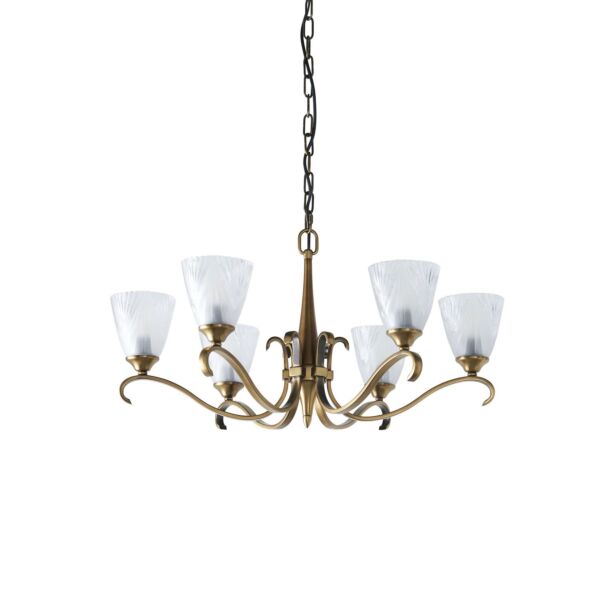 Interiors 1900 - Columbia - 63437 - Antique Brass Clear Frosted Glass 6 Light Ceiling Pendant Light