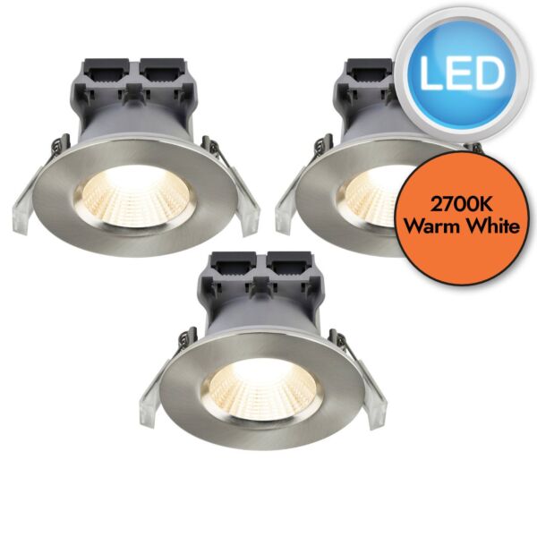 Nordlux - Set of 3 Fremont 3-Kit IP65 2700K - 2310036032 - LED Steel IP65 Bathroom Recessed Ceiling Downlights