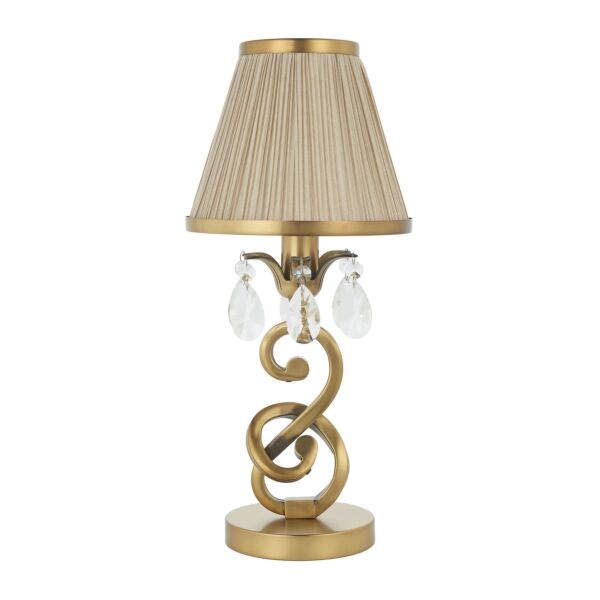 Interiors 1900 - Oksana - 63531 - Antique Brass Clear Crystal Glass Pleated Table Lamp With Shade