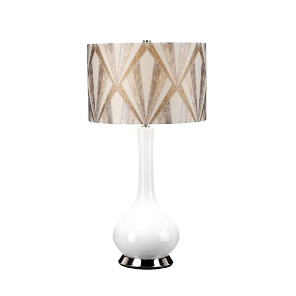 Elstead Lighting - Milo - MILO-PN-TL-VOGSC - White Nickel Silver Grey Ceramic Table Lamp With Shade