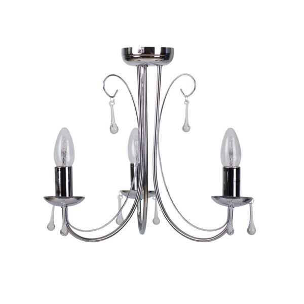 Polished Chrome with Glass Droppers 3 x 40W Ceiling Pendant