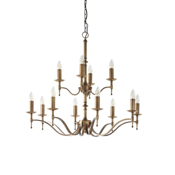 Interiors 1900 - Stanford - CA1P12B - Antique Brass 12 Light Chandelier