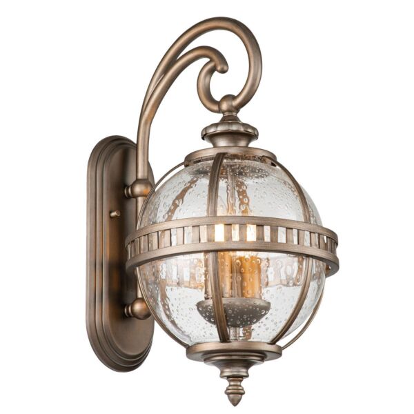 Kichler Lighting - Halleron - KL-HALLERON-2S-BU - Burnished Bronze Clear Seeded Glass 2 Light IP44 Outdoor Wall Light