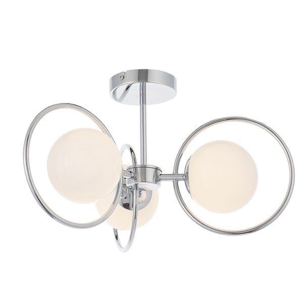 Endon Lighting - Orb - 93902 - Chrome Opal Glass 3 Light Flush Ceiling Light