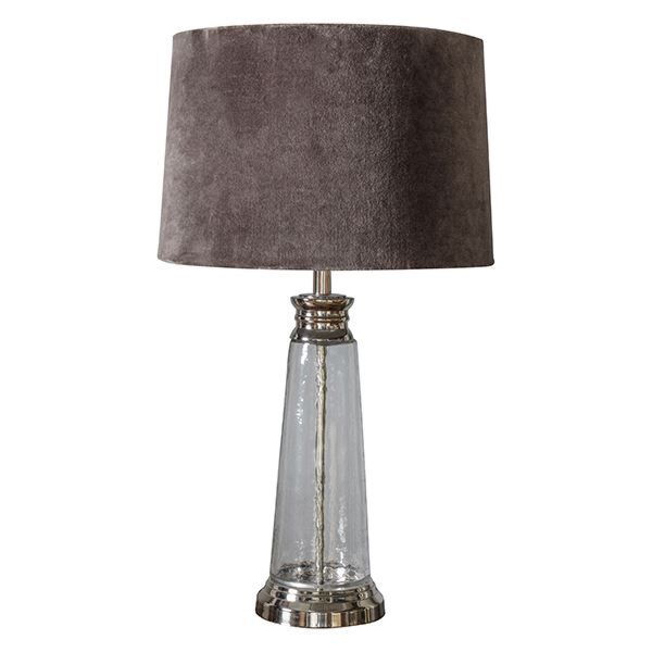 Endon Lighting - Winslet - 95463 - Clear Hammered Glass Grey Table Lamp With Shade