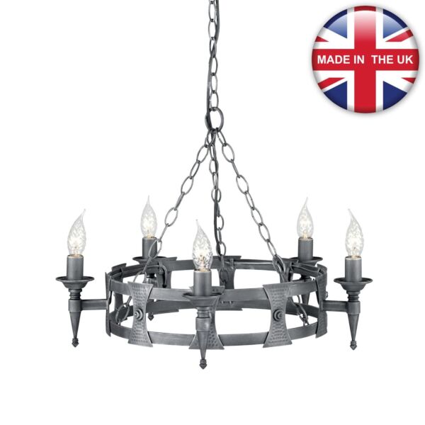 Elstead - Saxon SAX5-BLK-SIL Chandelier