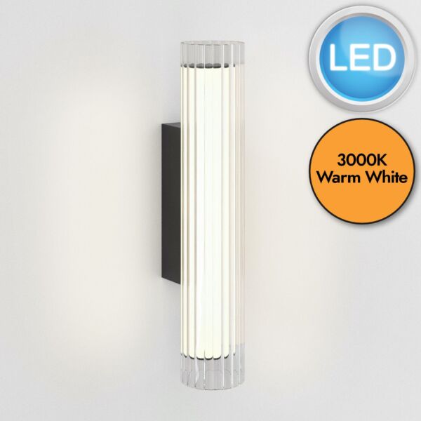 Astro Lighting - io - 1409056 - LED Black Clear Ribbed Glass IP44 Bathroom Strip Wall Light