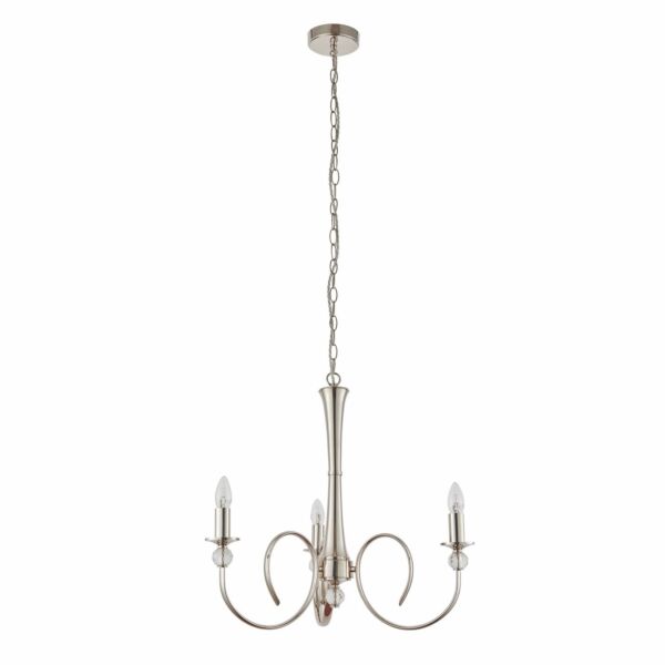 Interiors 1900 - Fabia - 73907 - Nickel Clear Crystal Glass 3 Light Chandelier