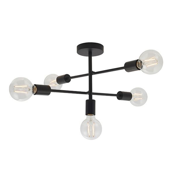 Endon Lighting - Studio - 79502 - Black 5 Light Flush Ceiling Light