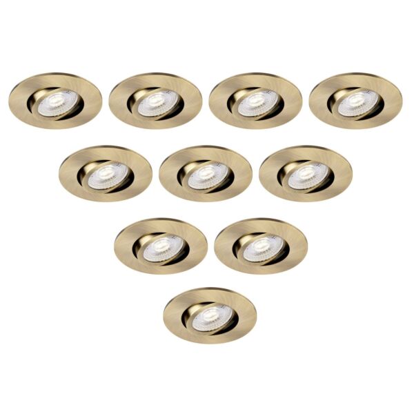 Saxby Lighting - Set of 10 Saxby ShieldONE 75 - 113317 & 113322 - Antique Brass Tilt Recessed Fire Rated Ceiling Downlights