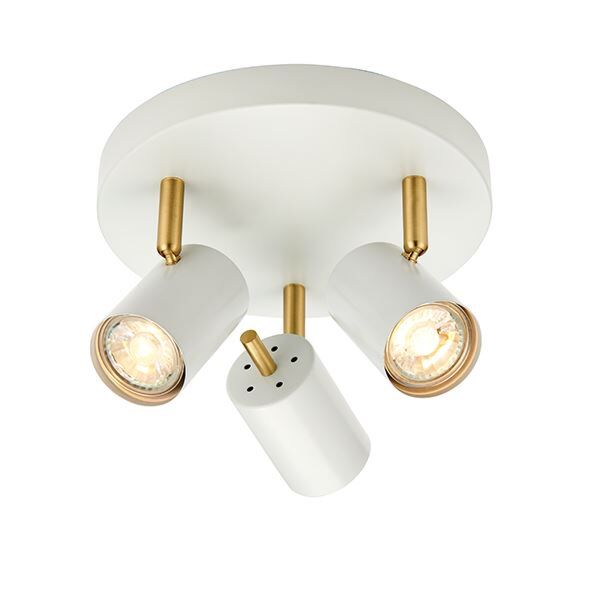 Endon Lighting - Gull - 59932 - White Satin Brass 3 Light Ceiling Spotlight