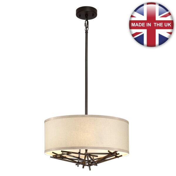 Elstead Lighting - Taiko - TAIKO-3P - Olde Bronze Oatmeal 3 Light Ceiling Pendant Light