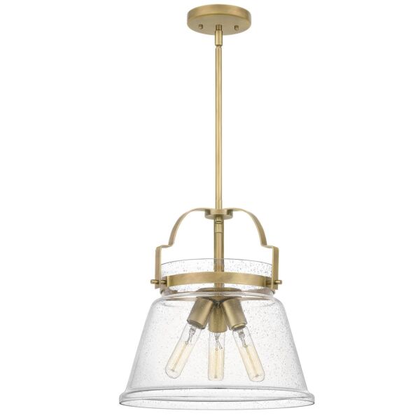 Quintiesse - Wimberley - QN-WIMBERLEY-P-WS - Brass Clear Seeded Glass 3 Light Ceiling Pendant Light