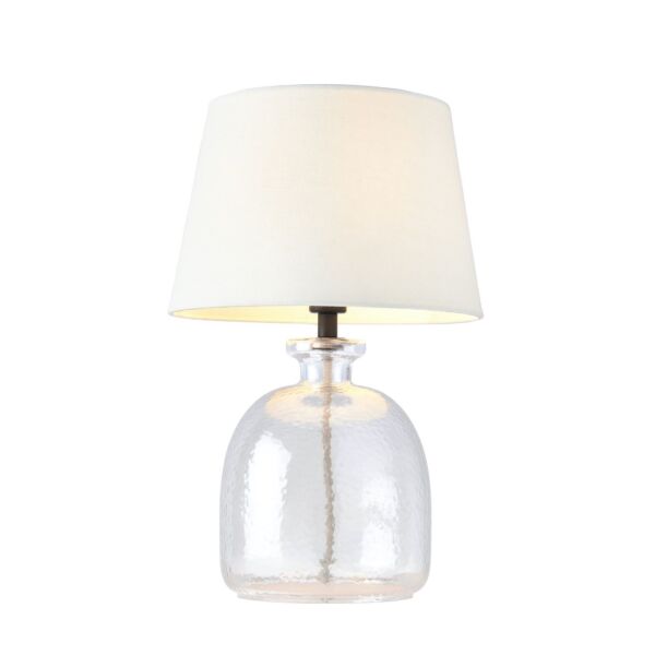 Endon Lighting - Lyra - 106275 - Clear Textured Glass Ivory Table Lamp With Shade