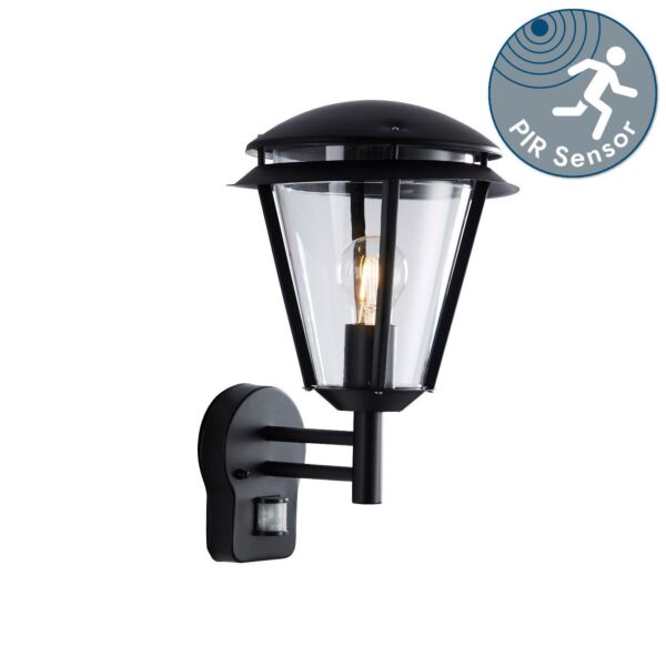 Saxby Lighting - Inova - 49946 - Black Clear IP44 Outdoor Sensor Wall Light