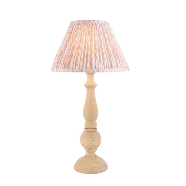 Endon Lighting - Hidcote & Leaf 30cm - 114750 - Natural Wood Aged Brass Peach Table Lamp With Shade