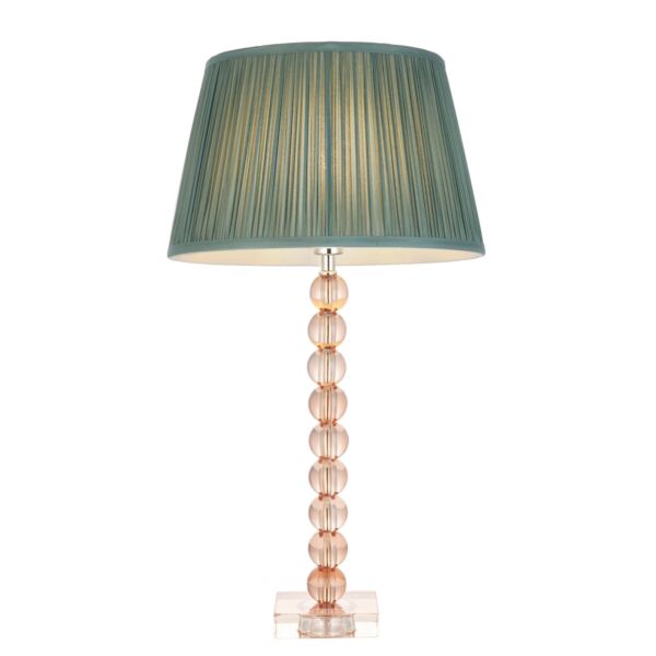 Endon Lighting - Adelie - 100357 - Blush Crystal Glass Nickel Fir Table Lamp With Shade