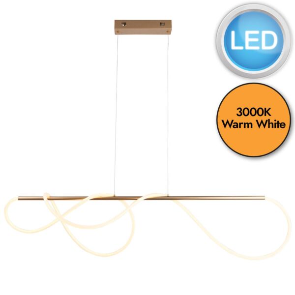 Endon Lighting - Attalea - 97629 - LED Gold White Bar Ceiling Pendant Light