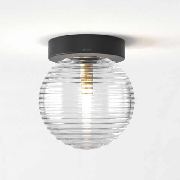 Astro Lighting - Tacoma - 5036003 & 1429027 - Black Clear Ribbed Glass IP44 Bathroom Ceiling Flush Light