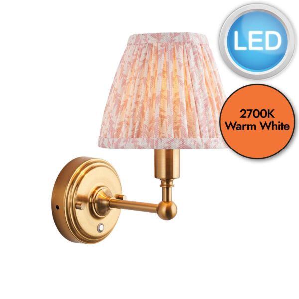 Endon Lighting - Burley Rechargeable & Leaf 16cm - 114821 - LED Aged Brass Peach Touch Wall Light