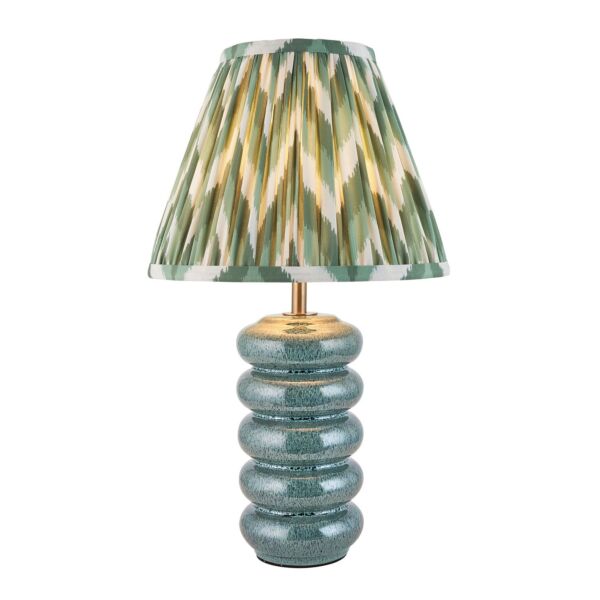 Endon Lighting - Squash & Zigzag 25cm - 116488 - Ocean Spray Aged Brass Green Ceramic Table Lamp With Shade