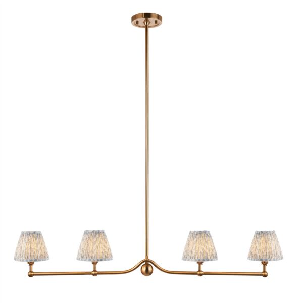 Endon Lighting - Santiago - 114992 - Aged Brass Blue 4 Light Bar Ceiling Pendant Light