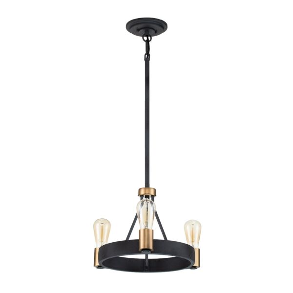 Quintiesse - Silas - QN-SILAS-3P-DZ - Aged Zinc Heritage Brass 3 Light Chandelier