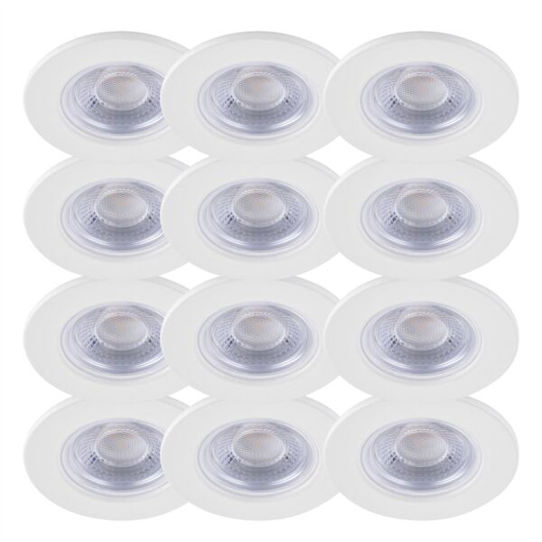 Set of 12 Matt White Fire Rated 6W LED 4000K Recessed Downlights