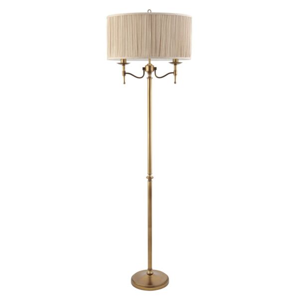 Interiors 1900 - Stanford - 63620 - Antique Brass Beige 2 Light Floor Lamp