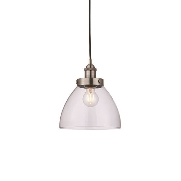 Endon Lighting - Hansen - 91738 - Silver Clear Glass Ceiling Pendant Light