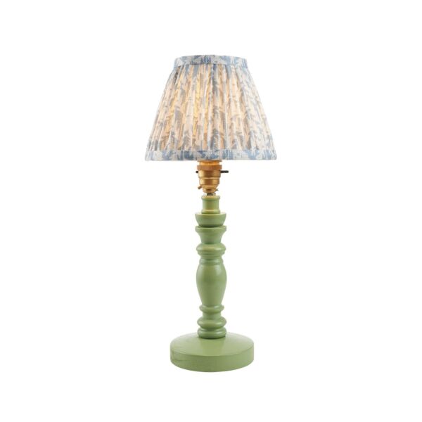 Endon Lighting - Bibury & Leaf 16cm - 115874 - Green Aged Brass Blue Table Lamp With Shade