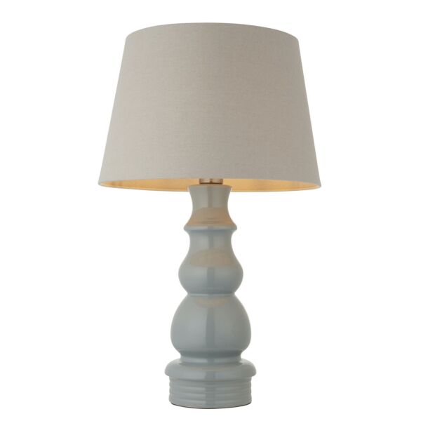 Endon Lighting - Provence - 103375 - Blue Grey Satin Nickel Ceramic Table Lamp With Shade